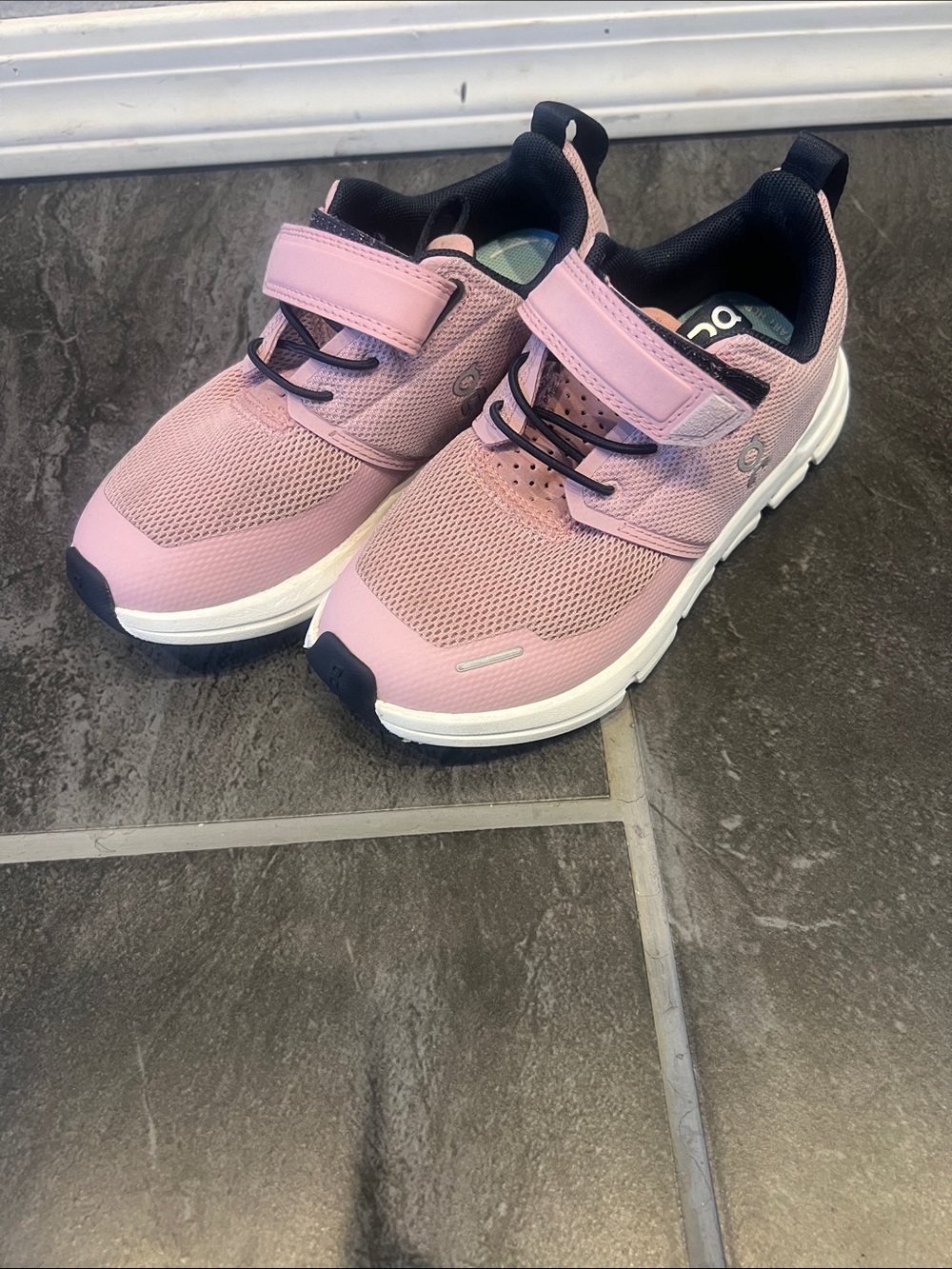 Kids Lightweight Pink Mesh Sneakers with Hook-and-Loop Strap